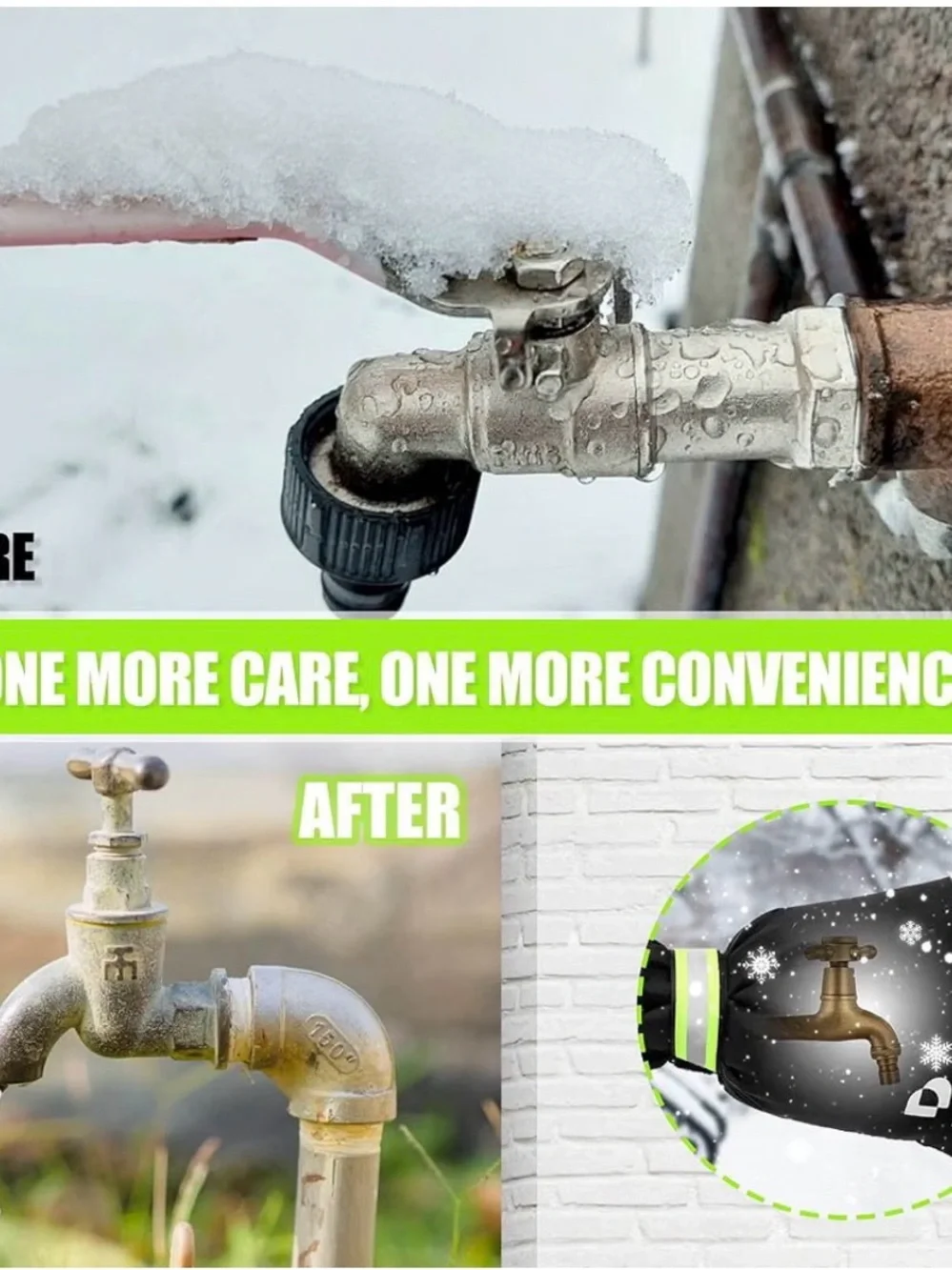 1 Black and Neon Green Faucet Cover - Protective Outdoor Insulation